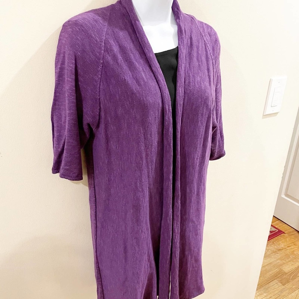 Eileen Fisher Linen Open Cardigan Purple Medium - Picture 4 of 14